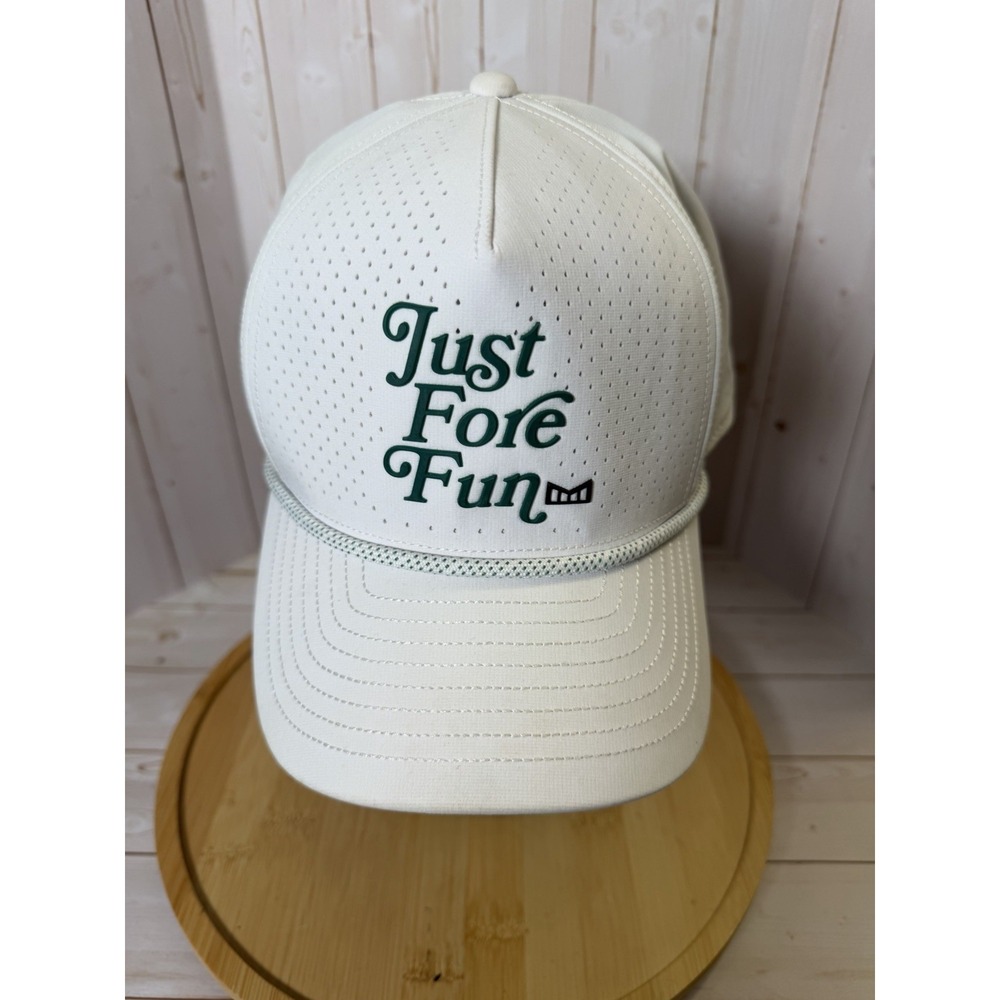 Melin Links Collection Odyssey Hydro Just Fore Fun Golf Snap Back White EUC